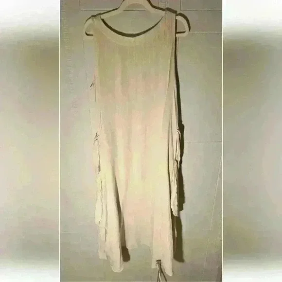 H4 Cream V-neck Sleeveless Midi A-line Dress Size EU 36 US L EUC - Picture 2 of 16